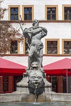 Neptune fountain, Lower Market Square, Untermarkt, Görlitz, Goerlitz, Germany, Europe