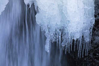 Frozen waterfall, Öxarafoss, Thingvellir National Park, Golden Circle, Sudurland, Iceland, Europe