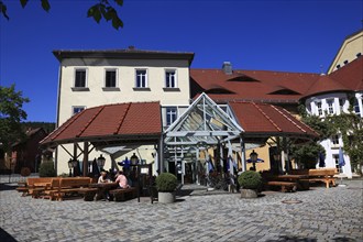 Brewery inn, beer garden and restaurant of the Mönchshofbräu in Kulmbach, Upper Franconia, Bavaria,