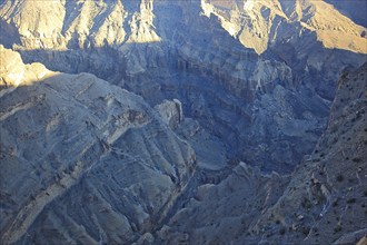 Landscape formation at Jebel Shams, Oman, Asia