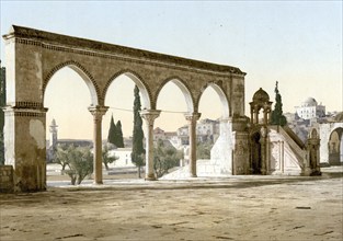 Pulpit of the Cadi Borhan-ed-din, Jerusalem, Holy Land, Israel, c. 1890, Historic, digitally