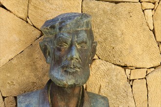 Bust, Bronze, Kostas Gimaboudakis, Stone Wall, Arkadi, Orthodox Monastery, National Monument,