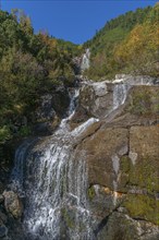 Riepenbach waterfall at Schlegeisspeicher, forest, autumn colours, Ginzling, Zillertal, Zillertal