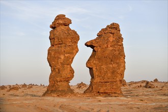 Mystic rock formations, Gharameel, AlUla region, Medina province, Saudi Arabia, Arabian Peninsula,