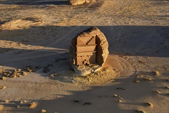 Qasr Al-Farid, 2000-year-old tomb of the Nabataeans, aerial view, Hegra or Madain Salih, AlUla