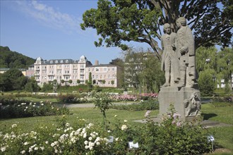 Monument to Neumann and Boxberger in the Rose Park in Bad Kissingen, Rhön, Lower Franconia,