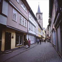 The city of Erfurt in Thuringia, here on 7.10.1994, with a beautiful old town, Germany, Europe