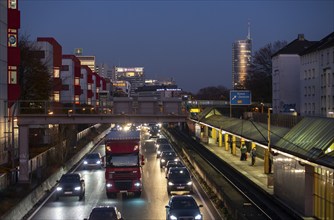 Motorway A40, Ruhrschnellweg, in Essen, route through the city centre, is affected by a possible