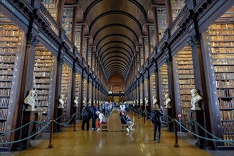 Long Room, the old library of Trinity College, University, Dublin, Republic of Ireland