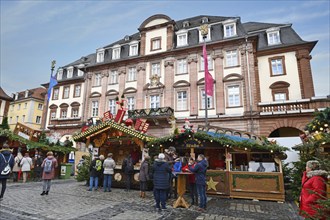 Heidelberg, Germany, December 2019: Sales booth selling street food during traditional Christmas