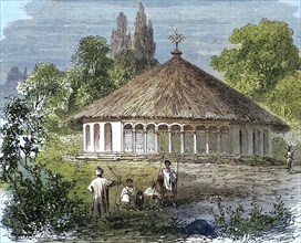 The Round Church in Shelikut in Abyssinia, 1869, today Ethiopia, Historic, digitally restored