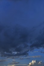 Rain clouds (cumulus) (Nymbostratus), below, Bavaria, Germany, Europe