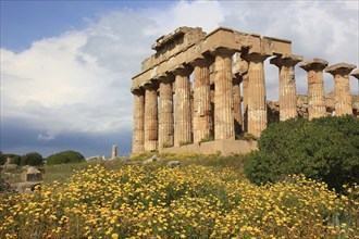 Selinunte, Temple E in the archaeological site of Selinunte, Trapani Province, Sicily, Italy,