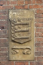 Coat of arms on a house wall, Rye, East Sussex, England, Great Britain