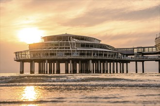 Pier on the beach at sunset, The Hague, Netherlands