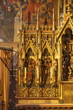 Altar detail in the interior of the Basilica of the Holy Blood in Bruges, Belgium, Europe