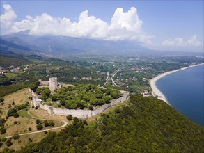 Aerial view, Castle of Platamonas and Olympus, Platamonas, Anatolikos Olymbos, Dion-Olymbos,