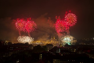 Fireworks over the Old Town of Dresden