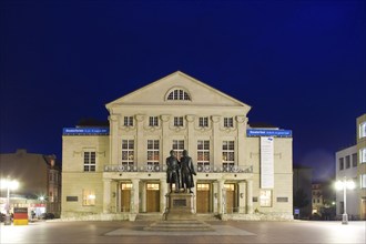 German National Theatre Weimar with Goethe Schiller statue