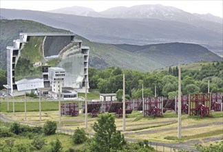 The solar furnace, Four solaire d'Odeillo at Odeillo in the Pyrénées-Orientales, Pyrenees, France,