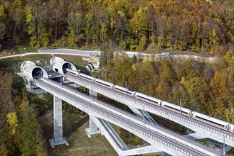 ICE on the Filstal bridge on the high-speed line from Stuttgart to Ulm. The bridge is the third