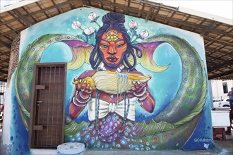 Mural at the Casa do Peso dos Pescadores or Fishermen's Weigh House, Rio Vermelho fishing area,