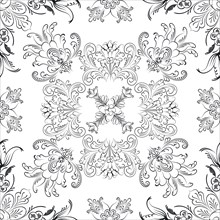 Hand drawn seamless floral pattern on a white background, vector textile template