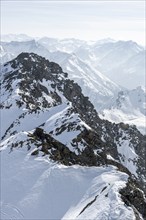 Peaks and mountains in winter, Sellraintal, Stubai Alps, Kühtai, Tyrol, Austria, Europe