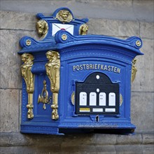 Historic post box at the town hall, Erfurt, Thuringia, Germany, Europe