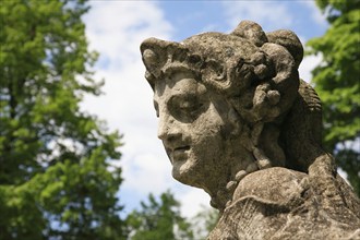 Putto, stone figure in the court garden of Bayreuth, Upper Franconia, Bavaria, Germany, Europe