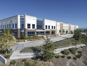 Aerial view of industrial commerce office buildings