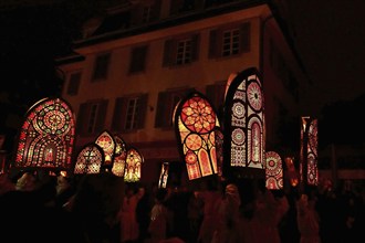 Bearer of the Iffelen at the traditional Klausjagen, Klaus parade 2023, St. Nicholas custom,