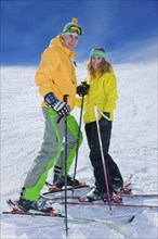 Winter sports enthusiasts in Oberwiesenthal. The health resort of Oberwiesenthal is the highest