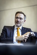 Christian Lindner (FDP), Bundesminister der Finanzen, aufgenommen waehrend eines Interviews im