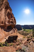 Backlight, sun in Chelly Canyon National Park, Arizona, USA, North America