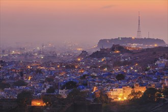 Aerial view of Jodhpur (aka Blue City due to the vivid blue-painted Brahmin houses around