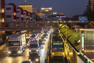 Motorway A40, Ruhrschnellweg, in Essen, route through the city centre, is affected by a possible