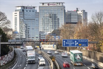 Motorway A40, Ruhrschnellweg, skyline of the city centre of Essen, this area would also be affected