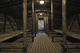 Interior of cagna, hideout of the Belgian resistance fighters, the maquisards, at the Wolfsschlucht