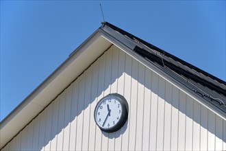 House gable, clock, sky, Lake Millstatt, Millstatt, Carinthia, Austria, Europe