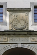 Geislingen moated castle, passageway of the north-east wing, classical portal with pilasters, year