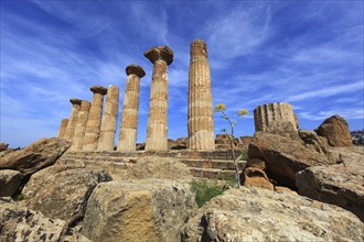 In the Parco Valle dei Templi di Agrigento, Unesco World Heritage Site, remains of the ancient city