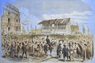 Election campaign at the general election in London around 1869, England, Historic, digitally