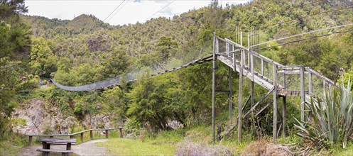 Buller Gorge Swingbridge, Buller River, Murchison, Neuseeland