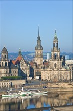 Dresden Silhouette View from Neustätter Elbufer to Dresden Old Town