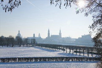 Dresden silhouette in winter