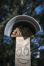 Insect hotel, nesting sites for wild bees, Baden-Württemberg, Germany, Europe