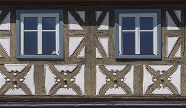 Detail of a half-timbered house from the 17th century Zeil am Main, Lower Franconia, Bavaria,