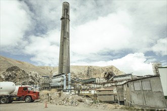 Chimney of the smelting furnace, La Oroya, Peru, South America