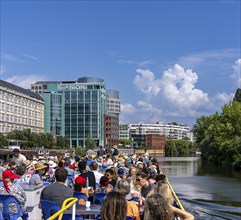 Steamer with passengers on the Spree in Berlin-Moabit, Germany, Europe